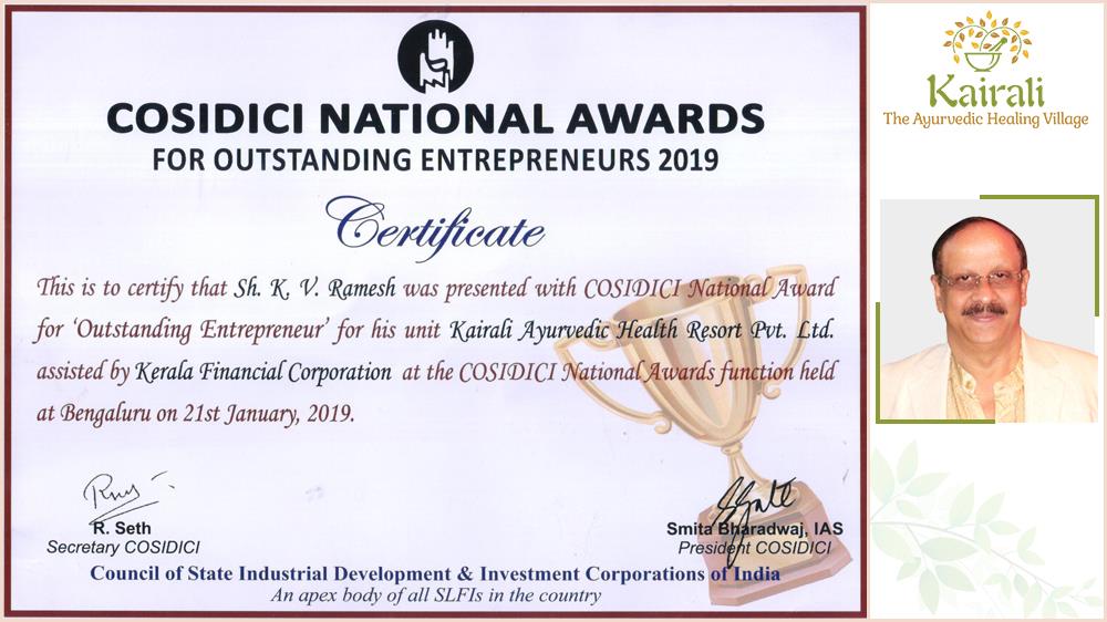 Mr. K.V. Ramesh- Outstanding Entrepreneurial National Award Winner 2019 for Ayurveda